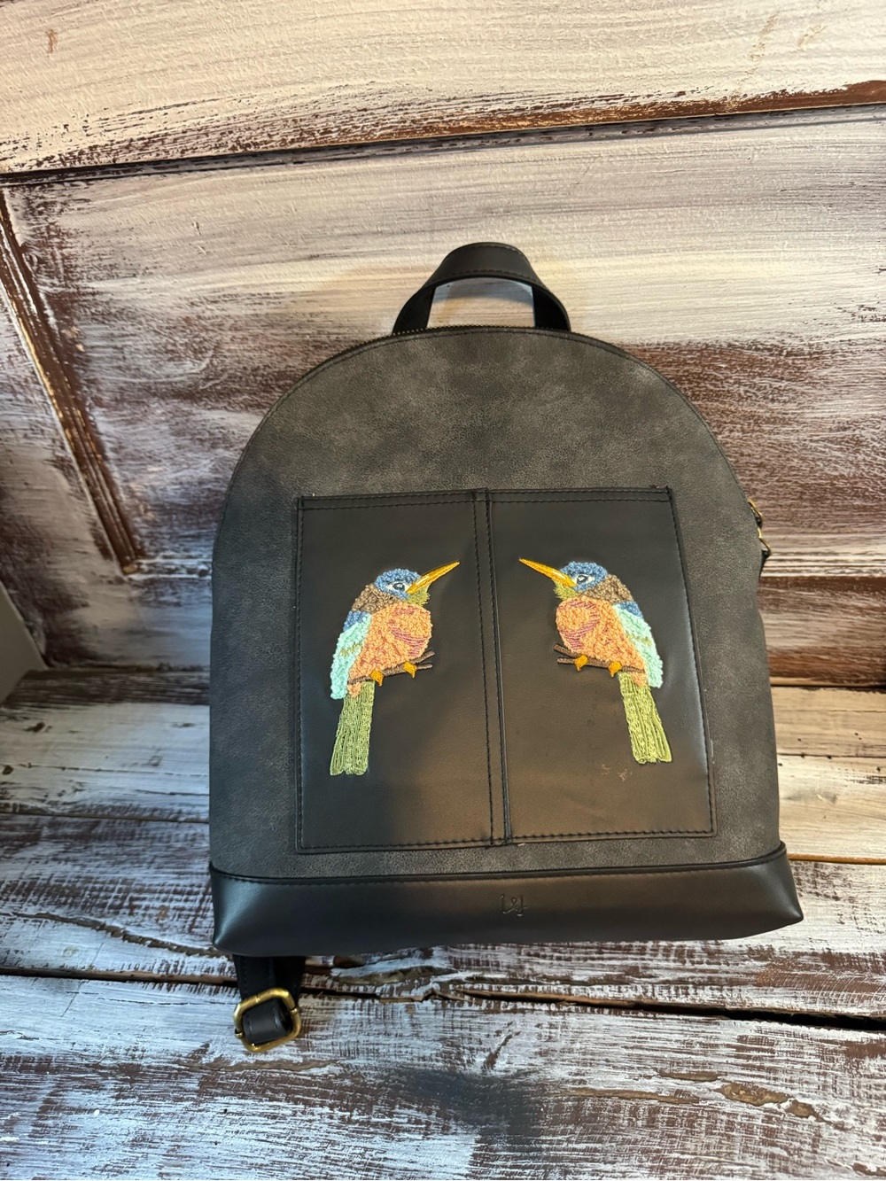 Black Embroidered Bird Backpack — Elegant Everyday Carry